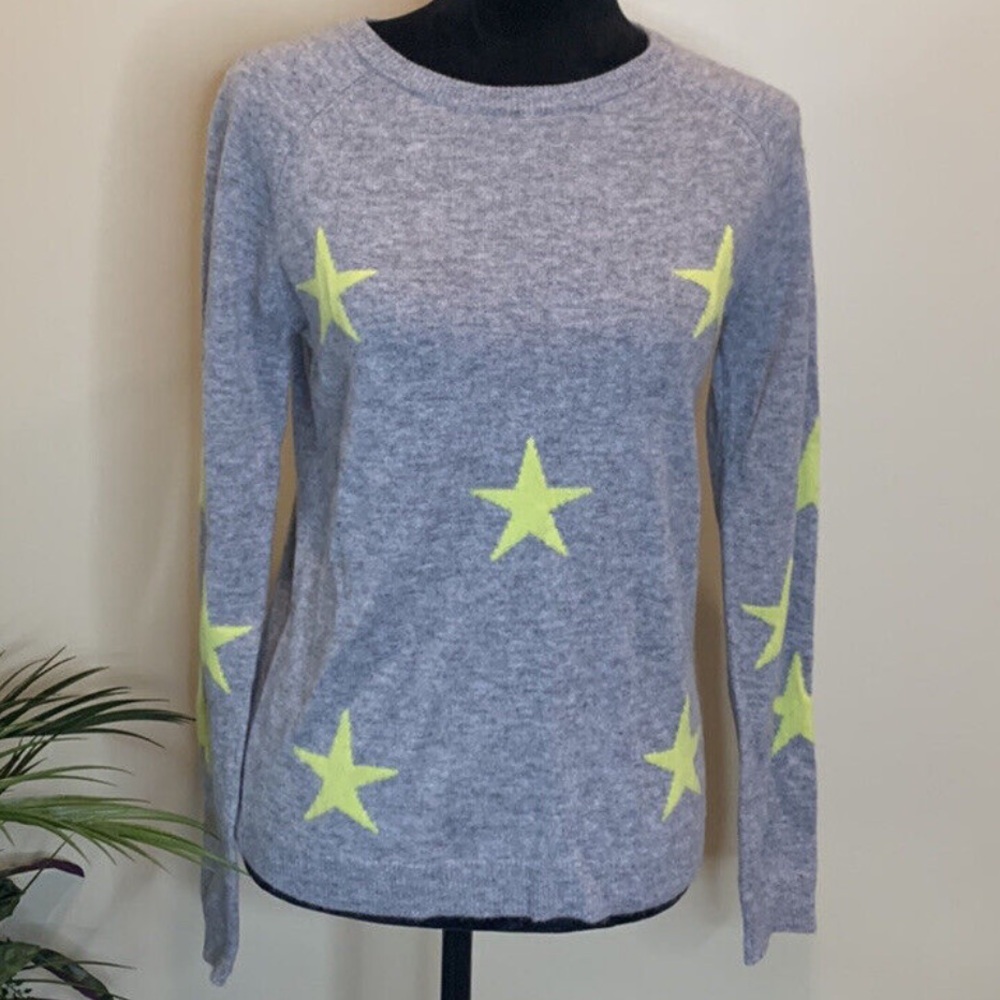 Philosophy Women's Grey Sweater with Yellow Stars 100% cashmere